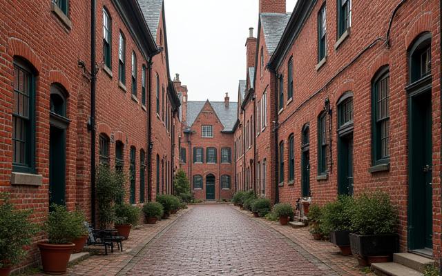 Historic Old New Castle colonial architecture on a sunny day
